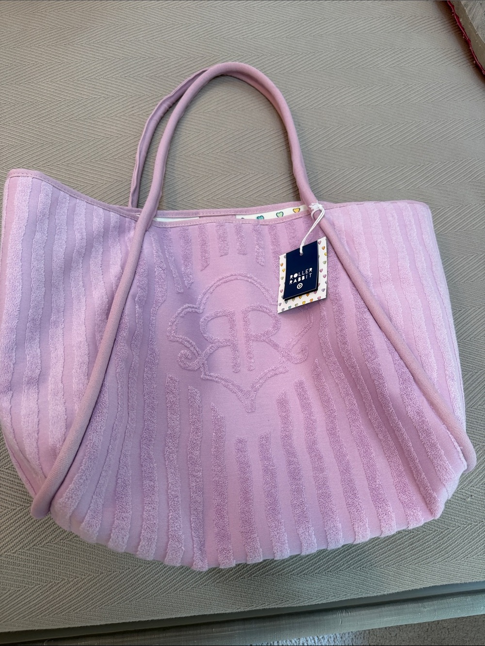 Roller Rabbit x Target Light Pink Terry Tote with Embossed Logo